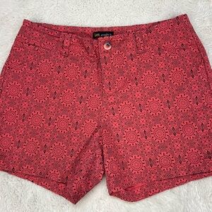 Lee Straight Fit Stretch Comfort Shorts   Coral/Black  Women's Size 12P #445
